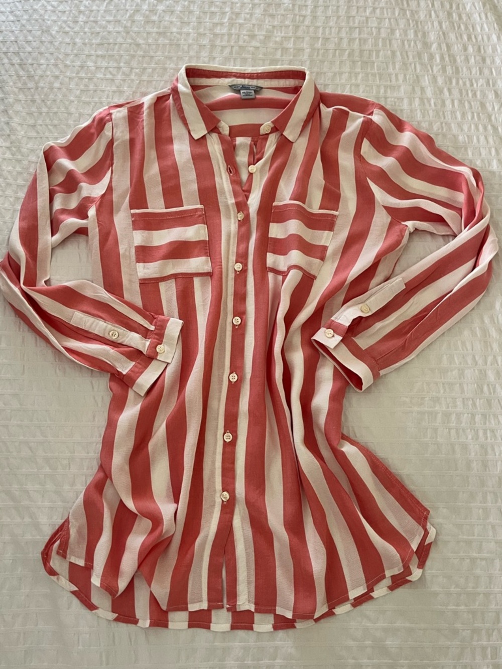 Striped Button Down Tunic Summer Shirt